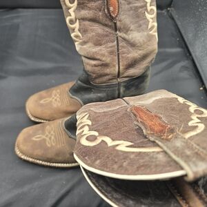 Black‎ and Brown Heeled Boots with Sturdy Sole